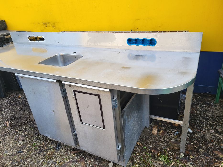 Blat stół gastronomiczny duży 70x237cm zlew + szafka, Stal Nierdzewna