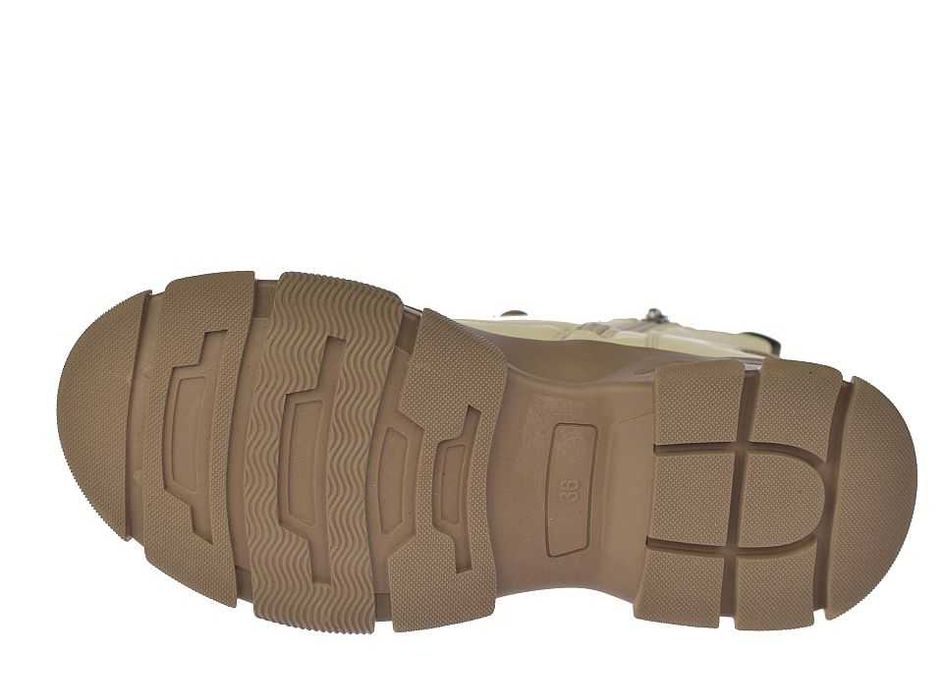 Skórzane botki damskie trapery na suwak B-3-1502 beż ocieplane roz. 37