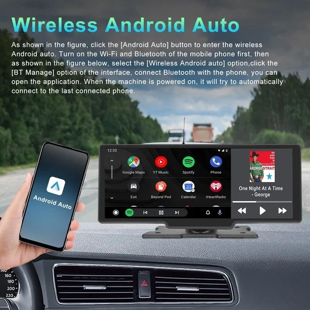 Rádio portátil 10,26 polegadas android auto e Carplay Bluetooth NOVO