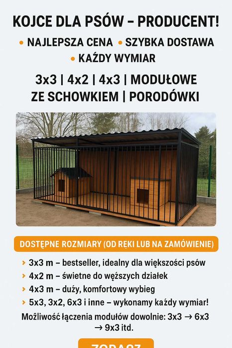 Kojce dla psów klatki 3x3 4x2 Producent niskie ceny