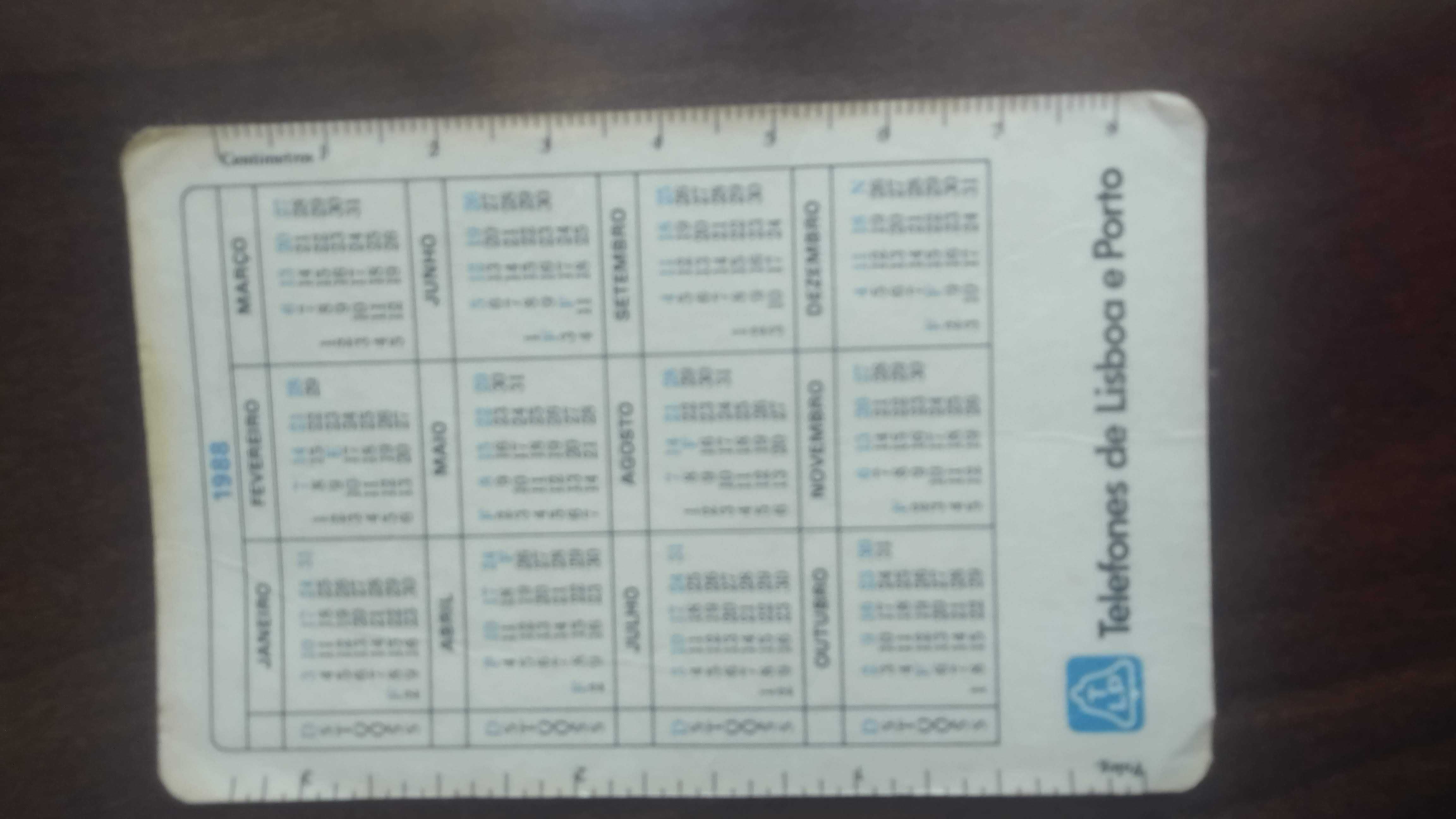 Calendário de bolso de coleção TLP 1988