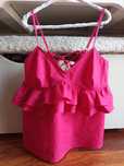 Top rosa fuscia com folhos S Stradivarius Novo