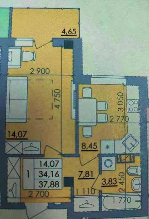 ВЛАСНИК！ Продам 1-комнатную квартиру