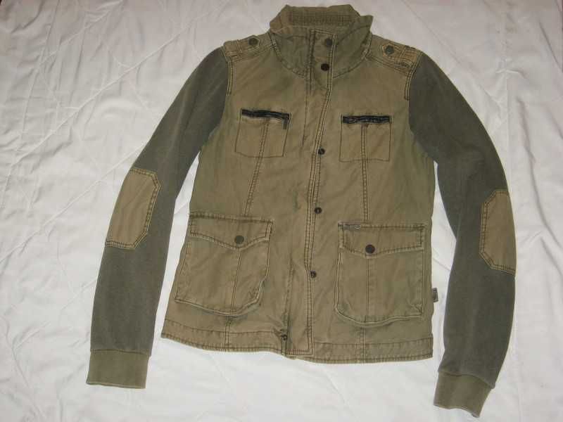 Kurtka bluza damska khaki młodzieżowa 6 kieszeni bawełna pagony