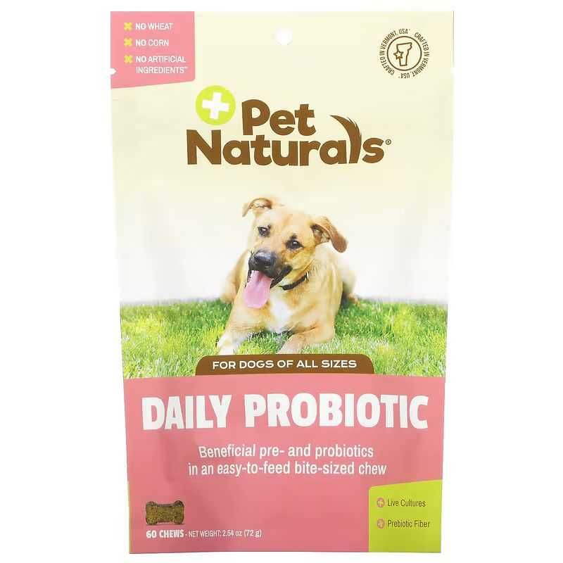 Pet Naturals ежедневный пробиотик для собак всех размеров. 60 таблеток