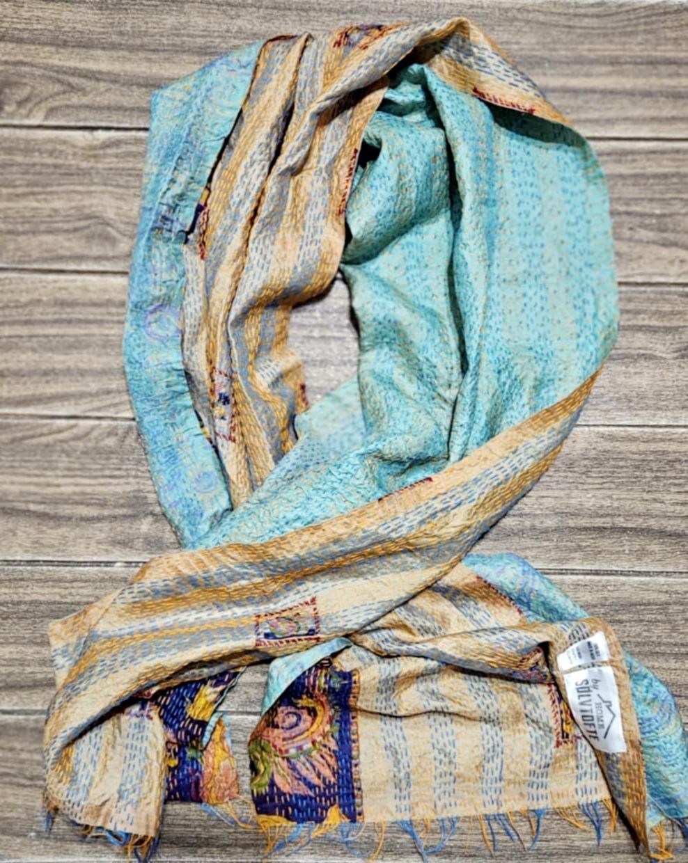 Piękny jedwabny szal indyjski długi hafty wzory jedwab 100% silk