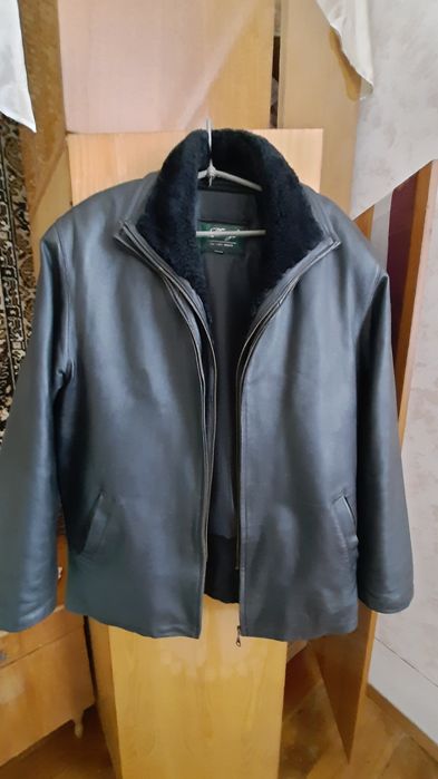 Шкіряна чоловіча куртка осінь/зима зі знімною підкладкою