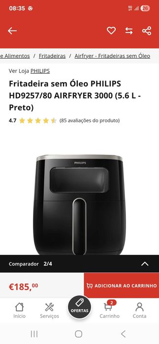 AIRFRYER PHILIPS NOVA por estrear comprada NA worten NUNCA FOI usada