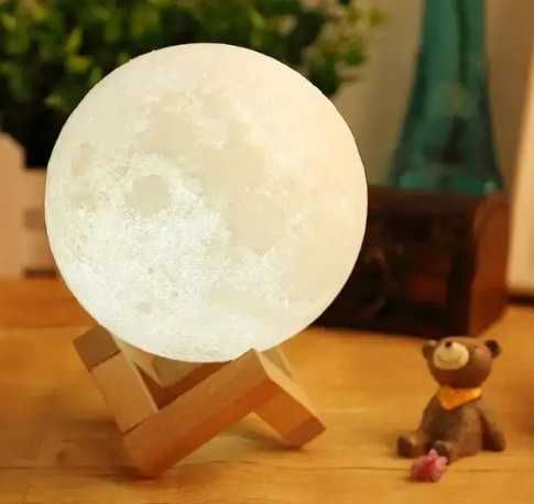 Настольный неоновый 3D ночник-луна от аккумулятора сенсор 17.5см