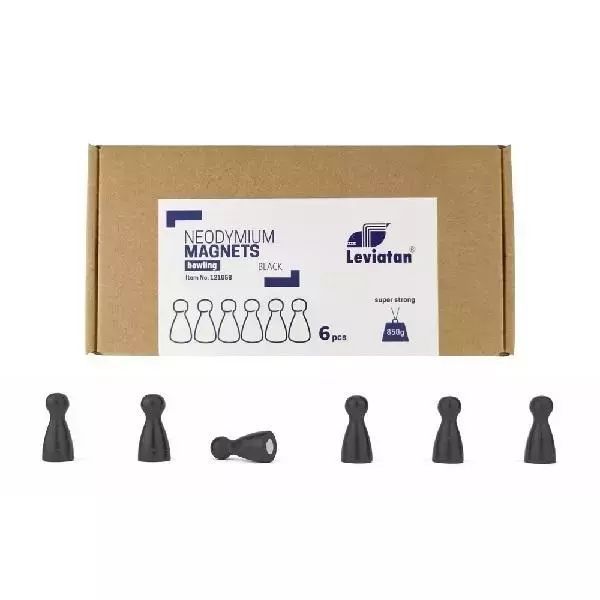 Magnesy neodymowe Bowling czarne 6szt LEVIATAN. LEVIATAN