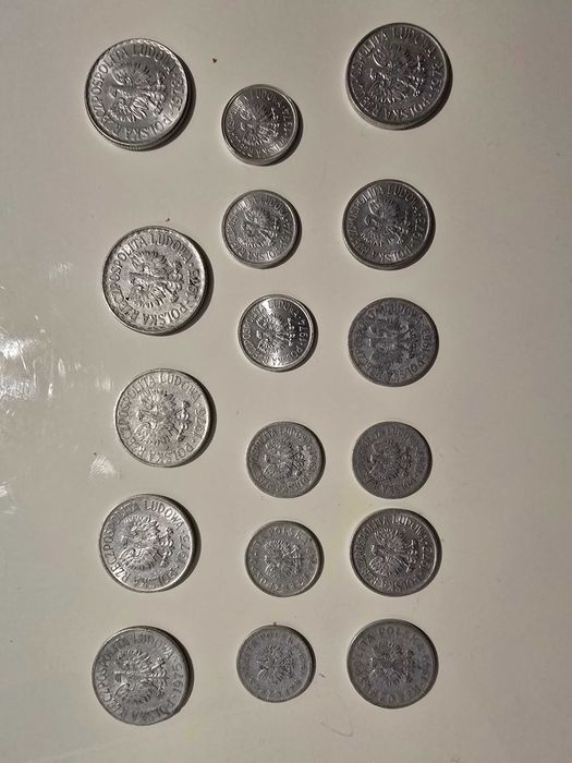 Monety PRL 10, 20,50 groszy, 1 zł. Bez znaku mennicy