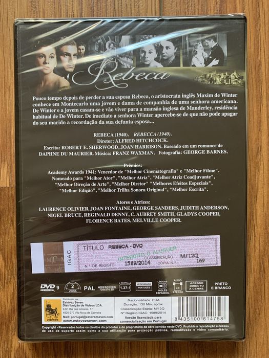 Rebeca - Alfred Hitchcock - dvd - Novo e Selafo