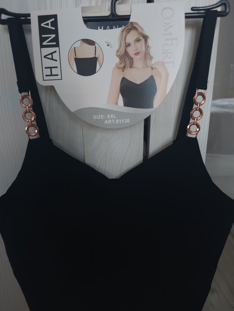 Bluzka top czarny z ozdobnym łańcuszkiem M/L/Xl