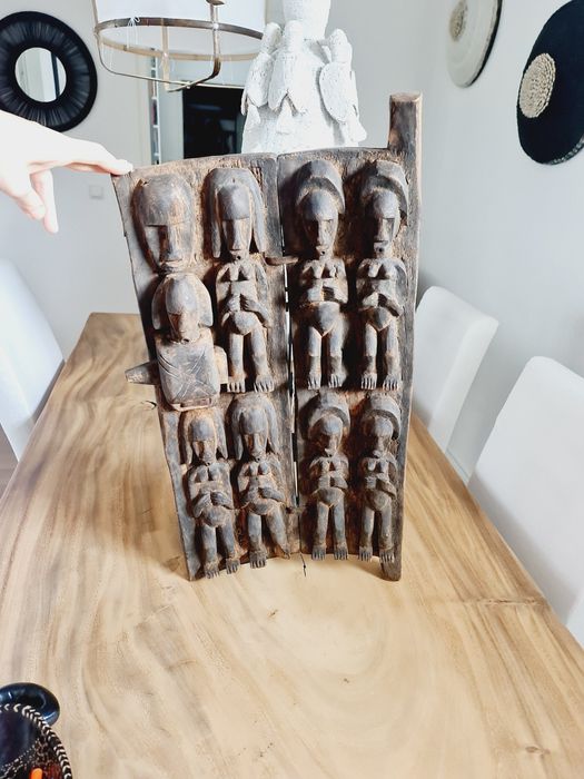 Afrykańskie drzwi ze spichlerza plemie Dogonow Mali lata 60te XX wieku