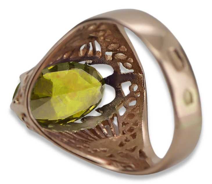 Pierścionek z różowego czerwonego złota 14k 585 z Peridotem vrc020 P
