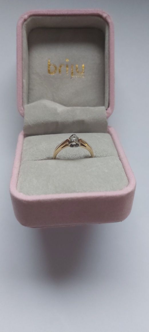 Pierścionek zaręczynowy BRJU żółte złoto 585 0.16 ct rozmiar 8