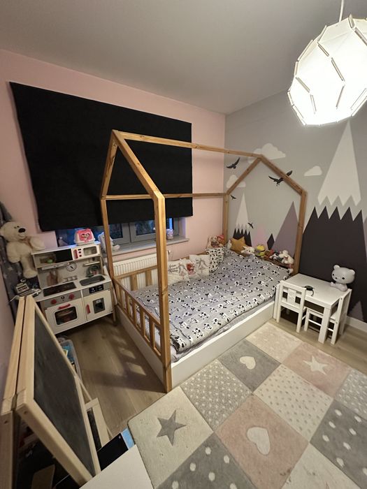Łóżko domek porządne drewno. 120/200 - materac gratis