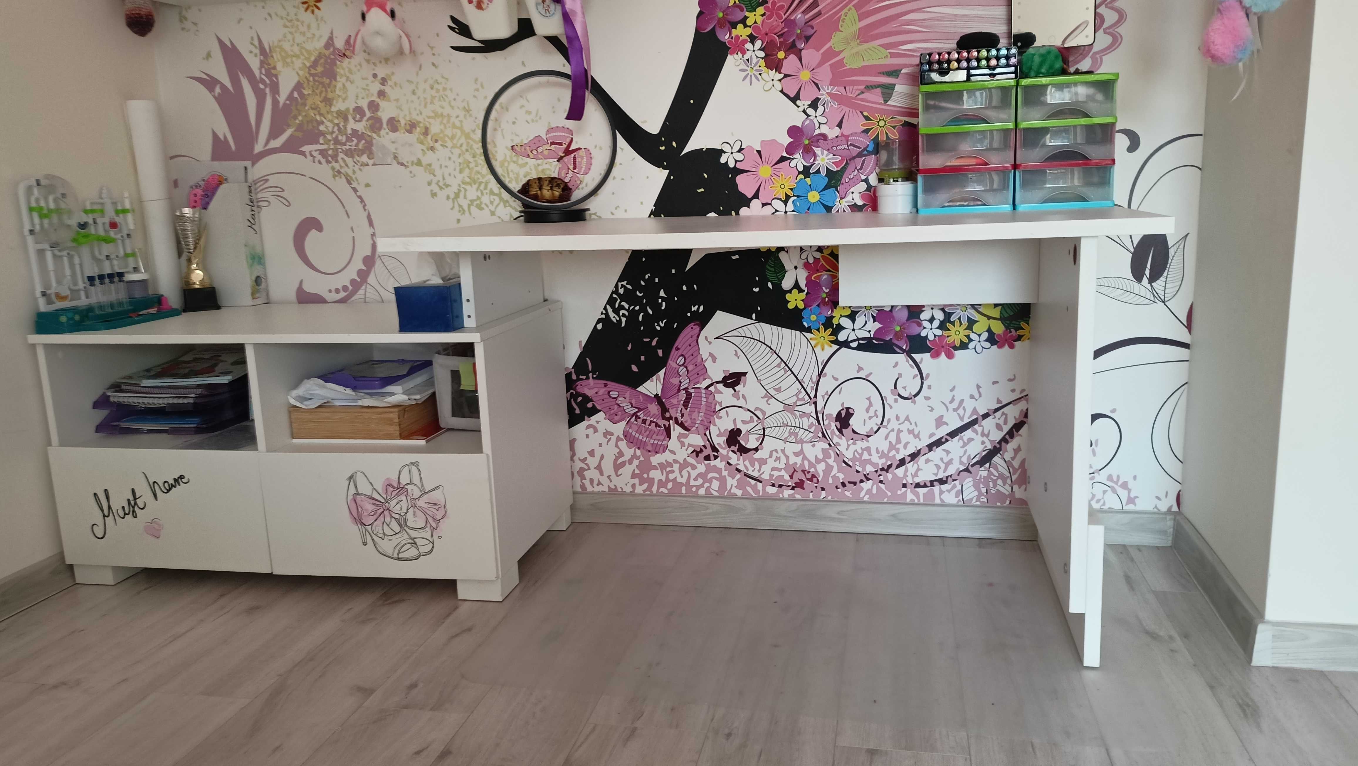 Biurko 130 cm z regulacją wysokości + szafka 100 - Meblik Fashion Pink