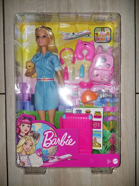 Barbie lalka w podróży z pieskiem FWV25 Mattel