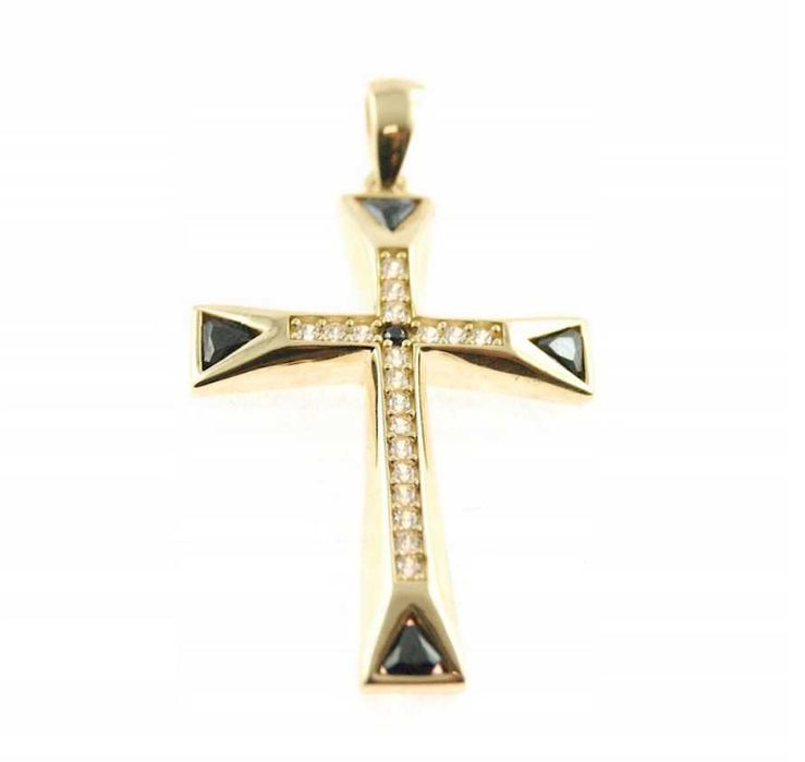 ZŁOTY KRZYŻYK Krzyż Onyks z Cyrkonią ZŁOTO p.585 NA PREZENT