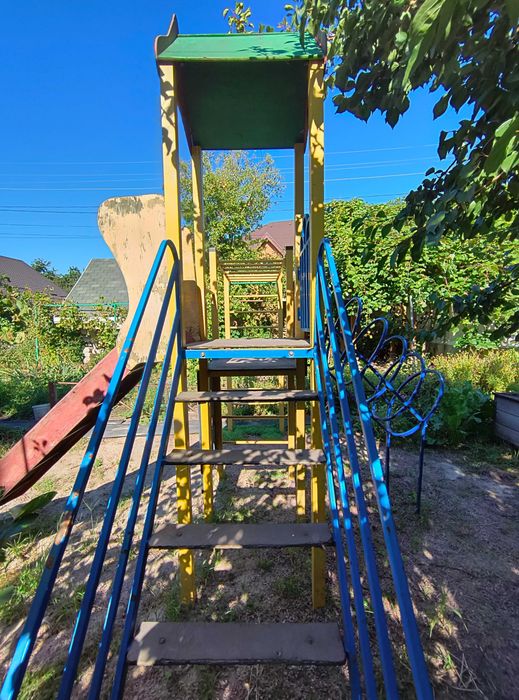 Великий дитячий ігровий майданчик комплекс для вулиці метал+дерево
