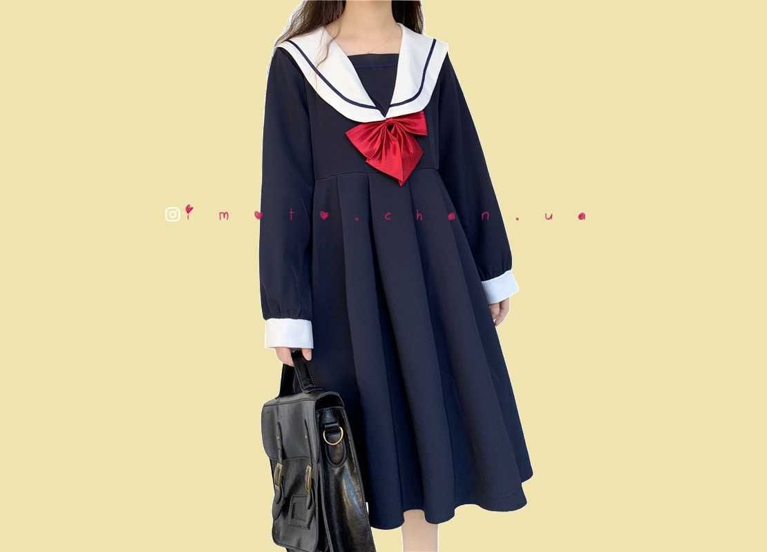 Японское платье с матроской длинный рукав косплей сейлор мун 2 цвета