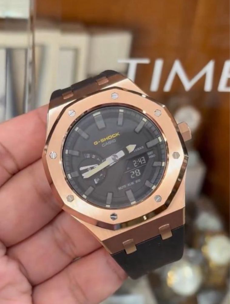 g-shock custom AP rosegold bezel with audemars piguet look