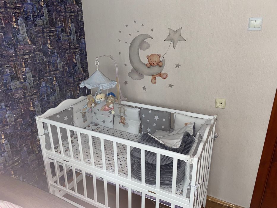 Дитяча кроватка ліжечко, ліжко для новонароджених Бук Колір Білий