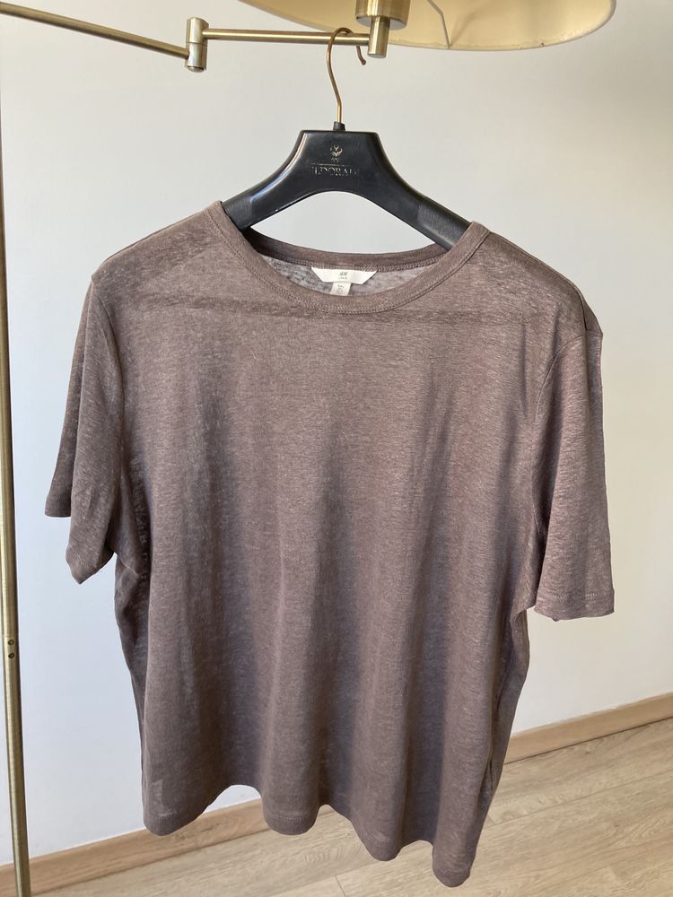 H&M tshirt oversize 100% len nowy bez papierowej metki r. L /40