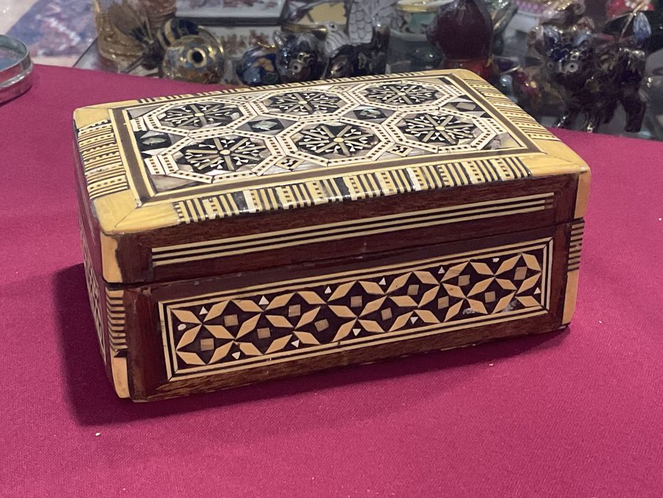 Caixa vintage moorish mosaic madre pérola 12,5x8,5x5:5 cm