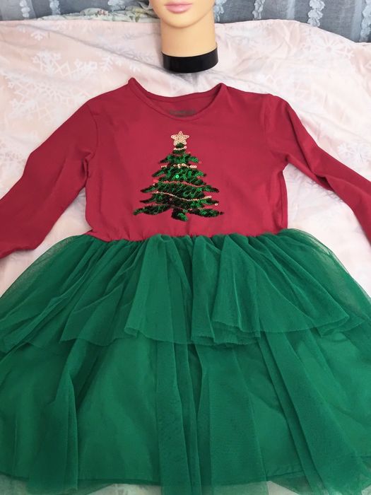 Strój sukienka świąteczna pomocnik Mikołaja choinka 2 części 134/140
