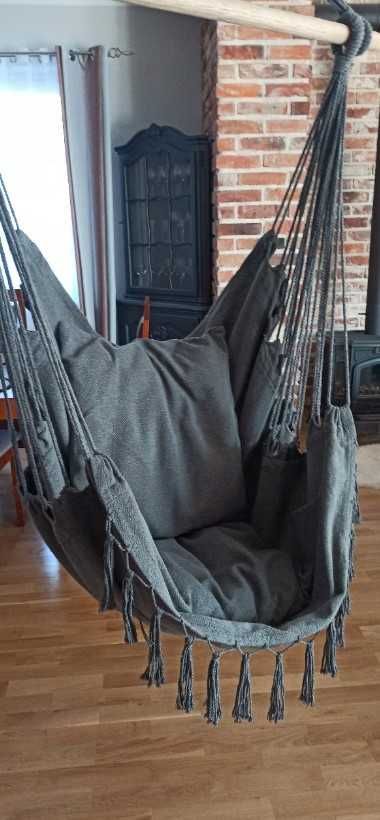Krzesło brazylijskie fotel wiszący huśtawka szare 55 cm 120 kg
