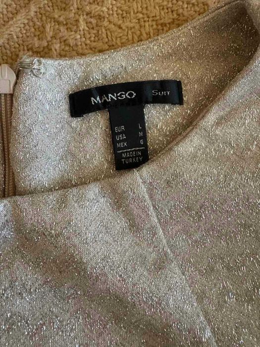 Beżowa złota błyszcząca koszulka t-shirt bluzka Mango