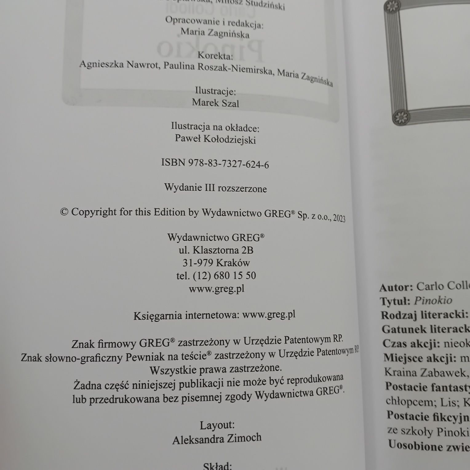 Pinokio książka z opracowaniem nowa
