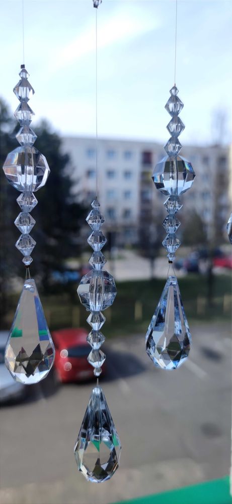 Zestaw na okno z kryształków jak firana duża łezka