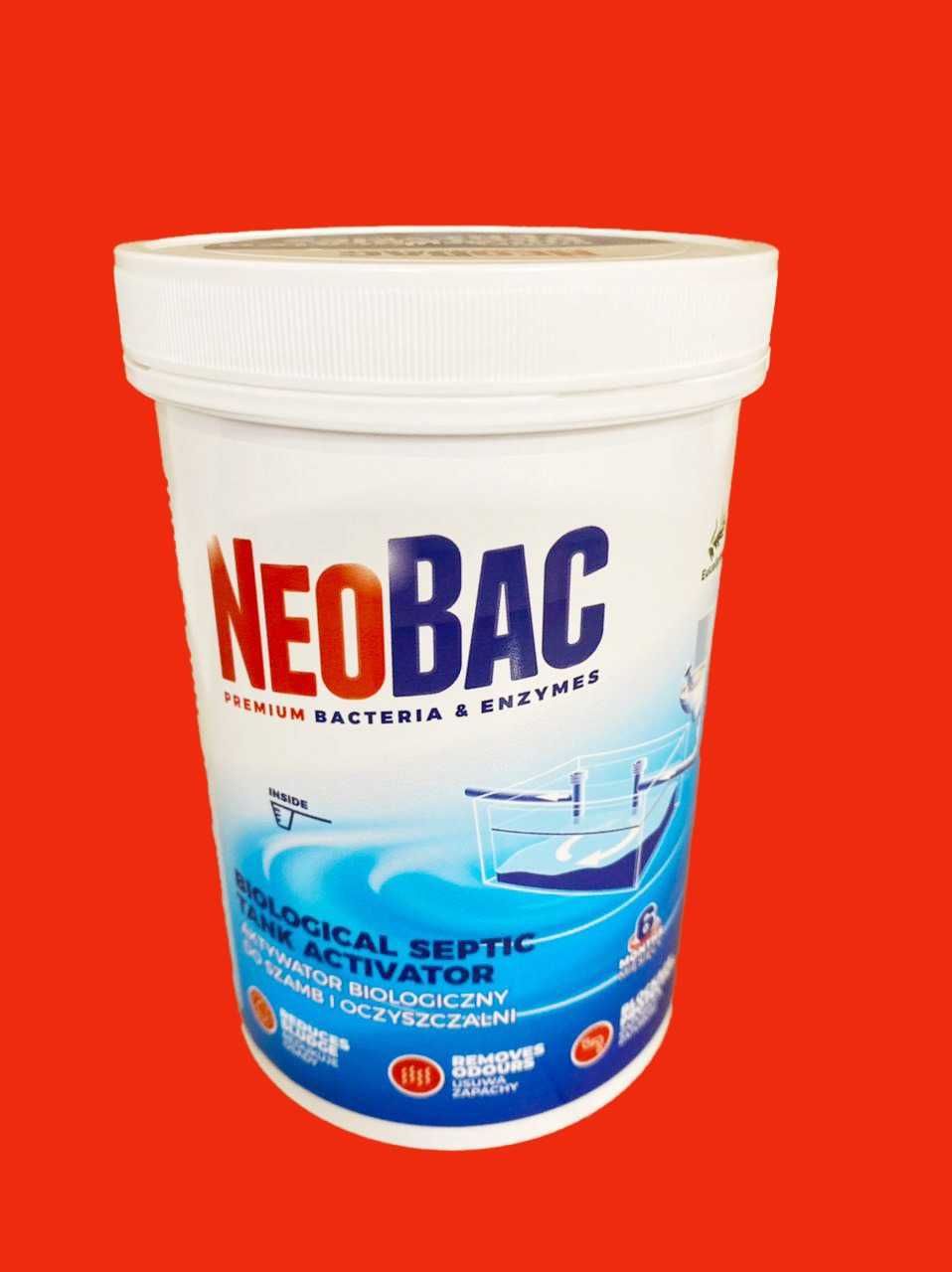 Бактерии для ул.туалетов, септиков, "NEOBAC" 600 г. на 6 мес. ЭВКАЛИПТ