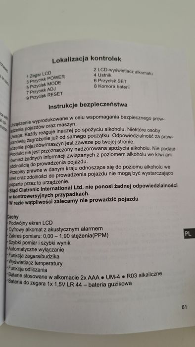Miernik promili po spożyciu alkoholu