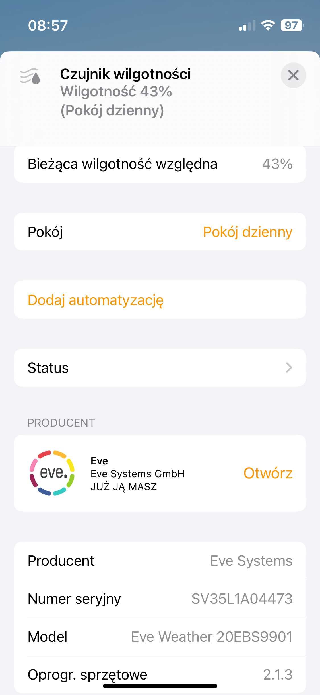 Czujnik zewnętrzny Eve Weather 20EBS9901 THREAD - Apple Homekit