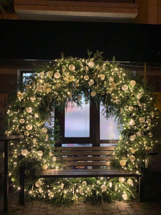 Новорічний декор, новорічне оформлення вітрини, новорічна фотозона