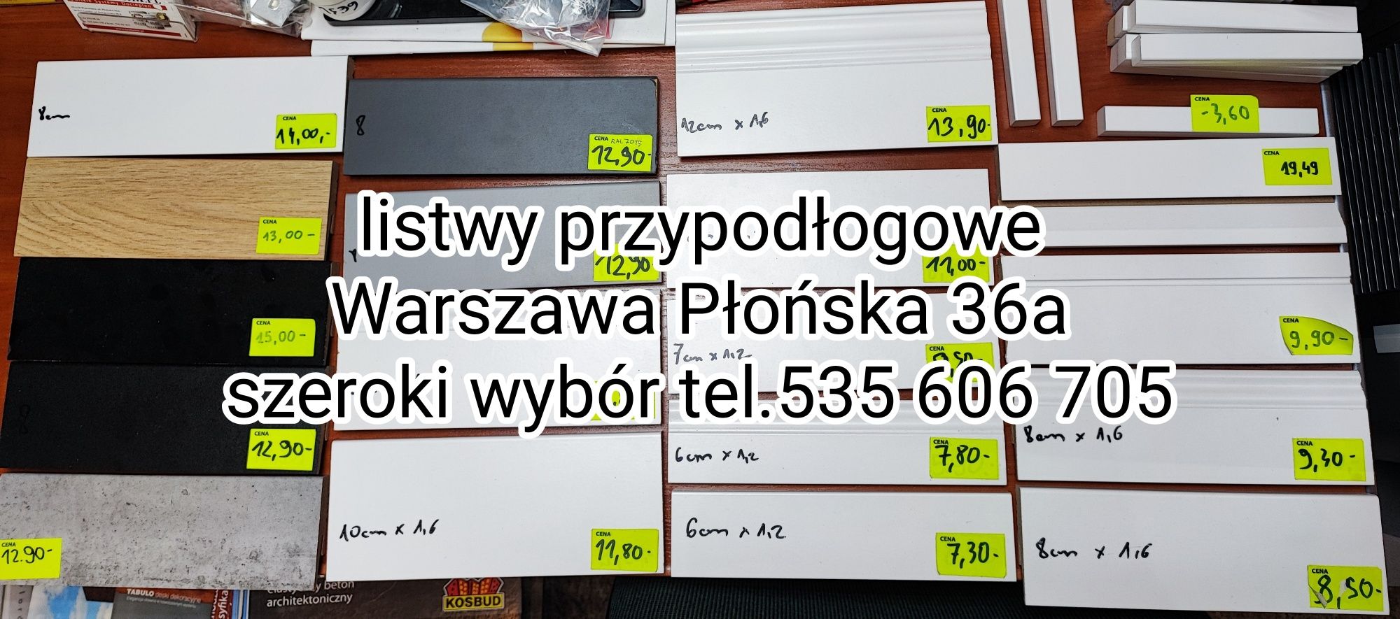 Listwa przypodłogowa MDF biała SKL8 8x1,6x207cm cena za mb Warszawa