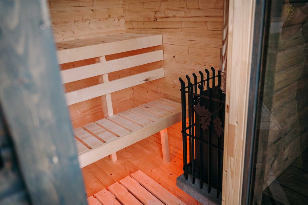 Sauna ogrodowa beczka QUADRO z piecem i oświetleniem