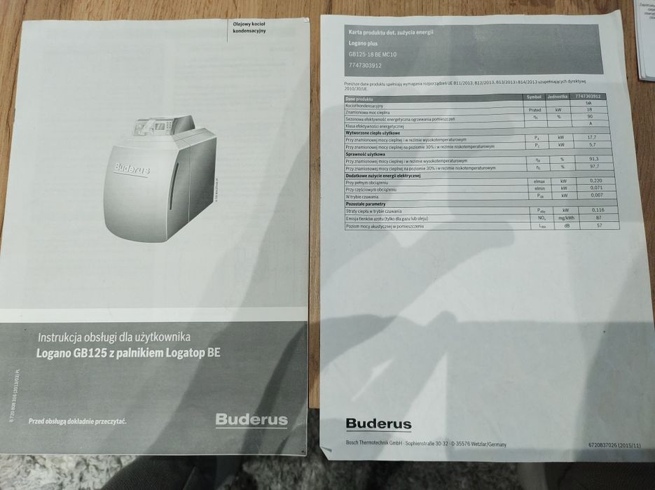 Piec + zbiornik 750l , kocioł olejowy kondensacyjny Buderus 18 KW