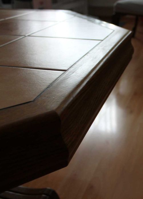Stolik kawowy Drewniany Dąb Naturalny Glazura ośmiokątny, 120 cm