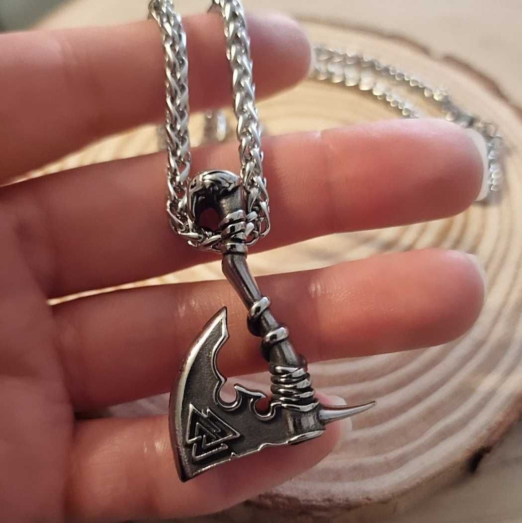 Fio comprido colar necklace viking runas odin thor nórdico machado