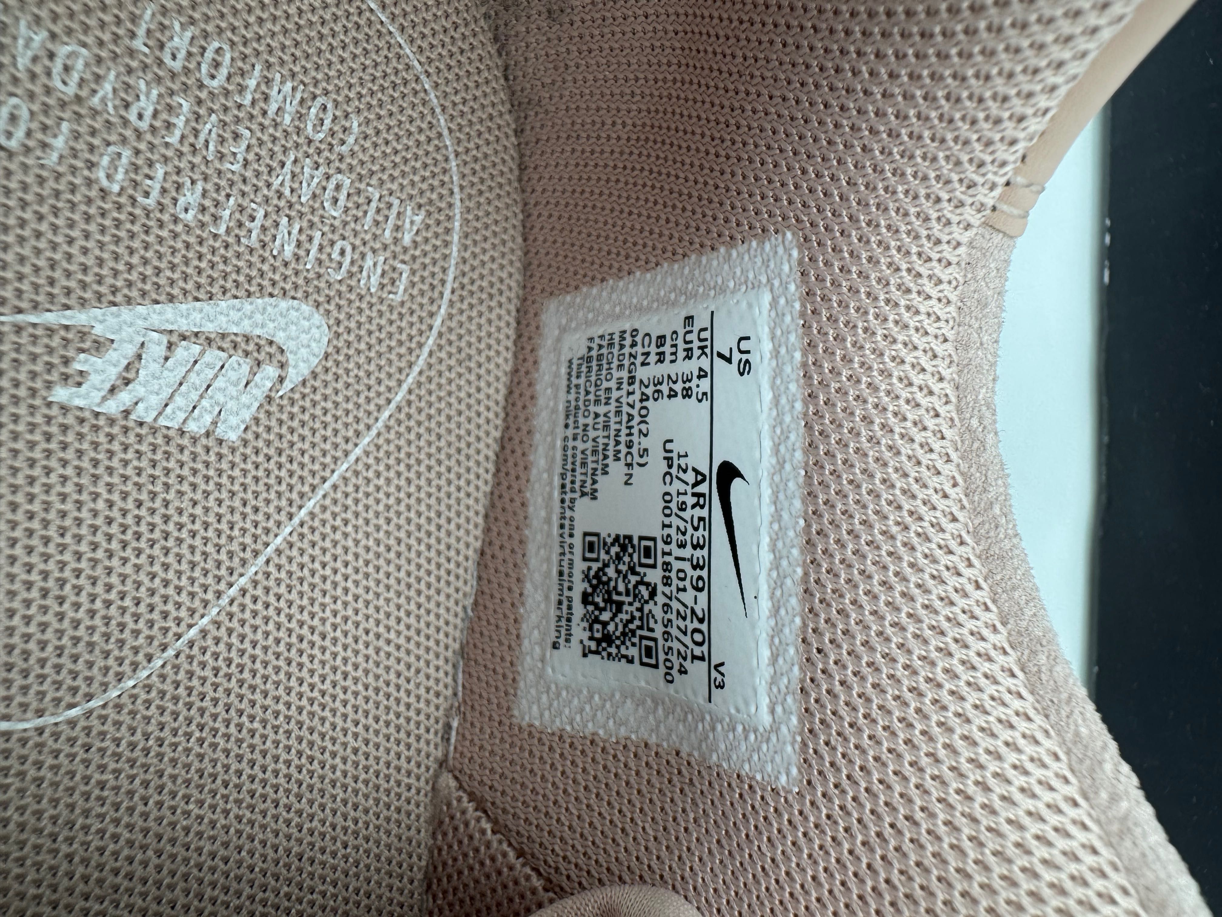 Nike air force  sneakersy damskie 38 na platformie różowe pudrowy róż