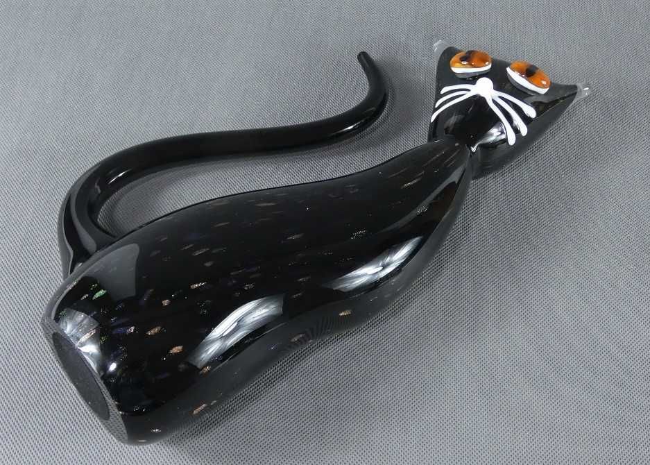 Figura szkło MURANO KOT kotek czarny 37,5cm 2,7kg