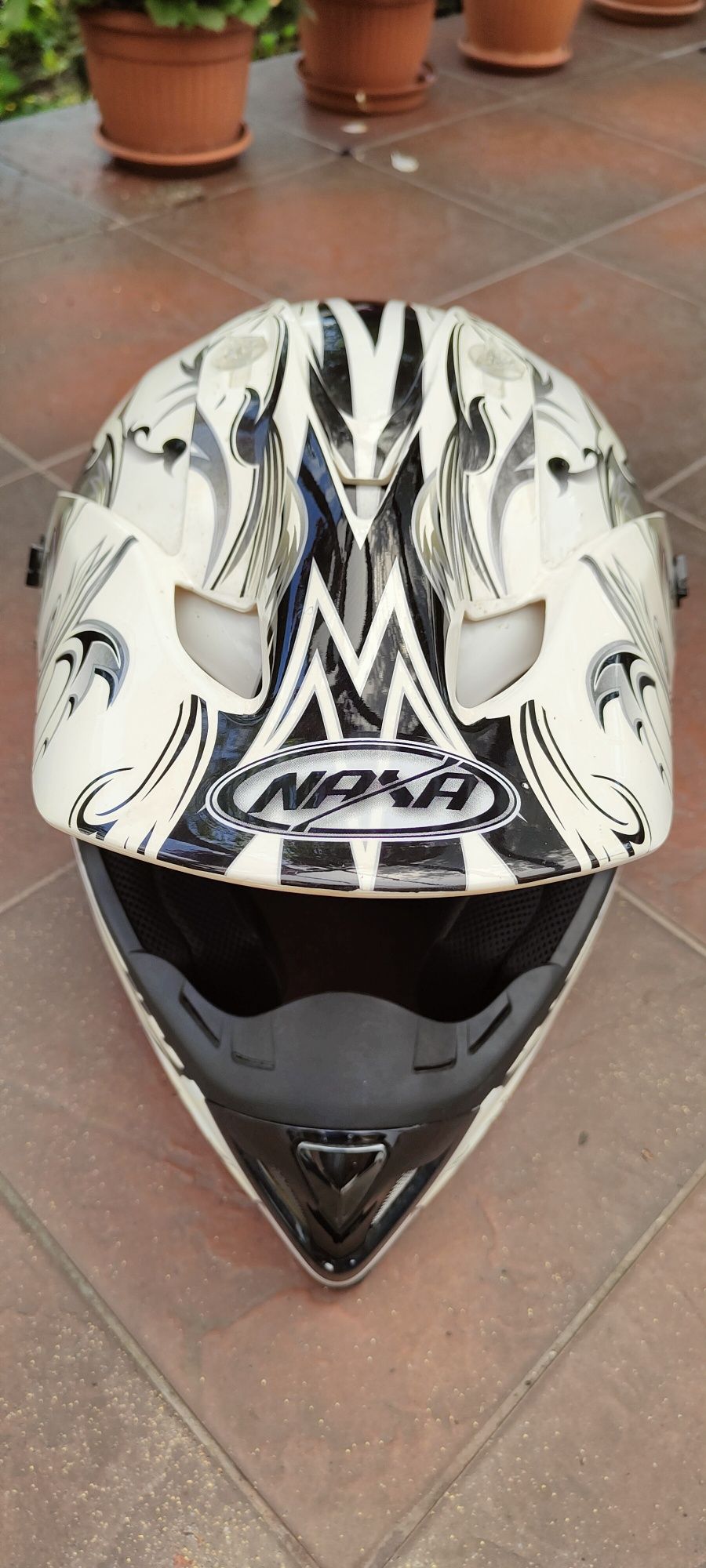 Kask motocyklowy NAXA L biało-czarny