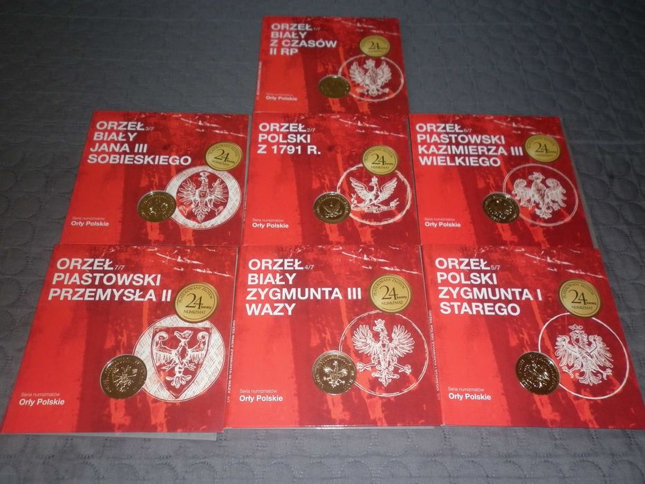 Monety kolekcja 7 monet z serii "Orły Polskie"