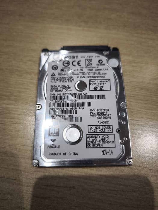 Disco 320gb Sata 2.5" HGST 7200RPM