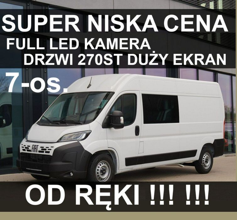 Fiat Ducato  L4H2 Brygada 7-os. Kamera Drzwi 270. Najniższa cena 1979 zł od ręki !